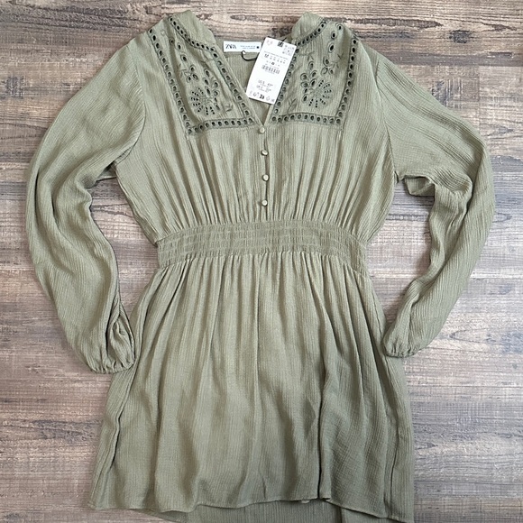Zara Dresses & Skirts - Zara Olive Green Mini Dress